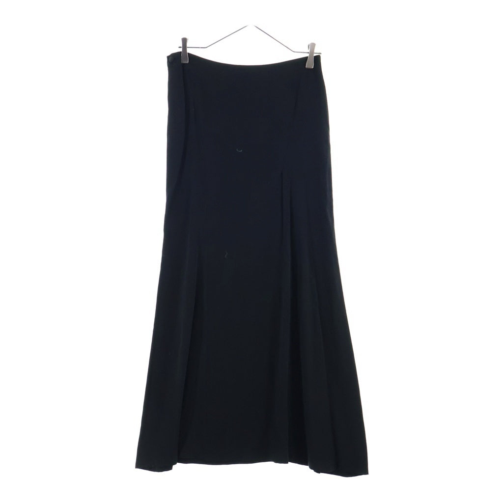 Yohji Yamamoto(ヨウジヤマモト) 10SS くるみ釦 シルク セミフレア ロングスカート ブラック FJ-S15-401 レディース