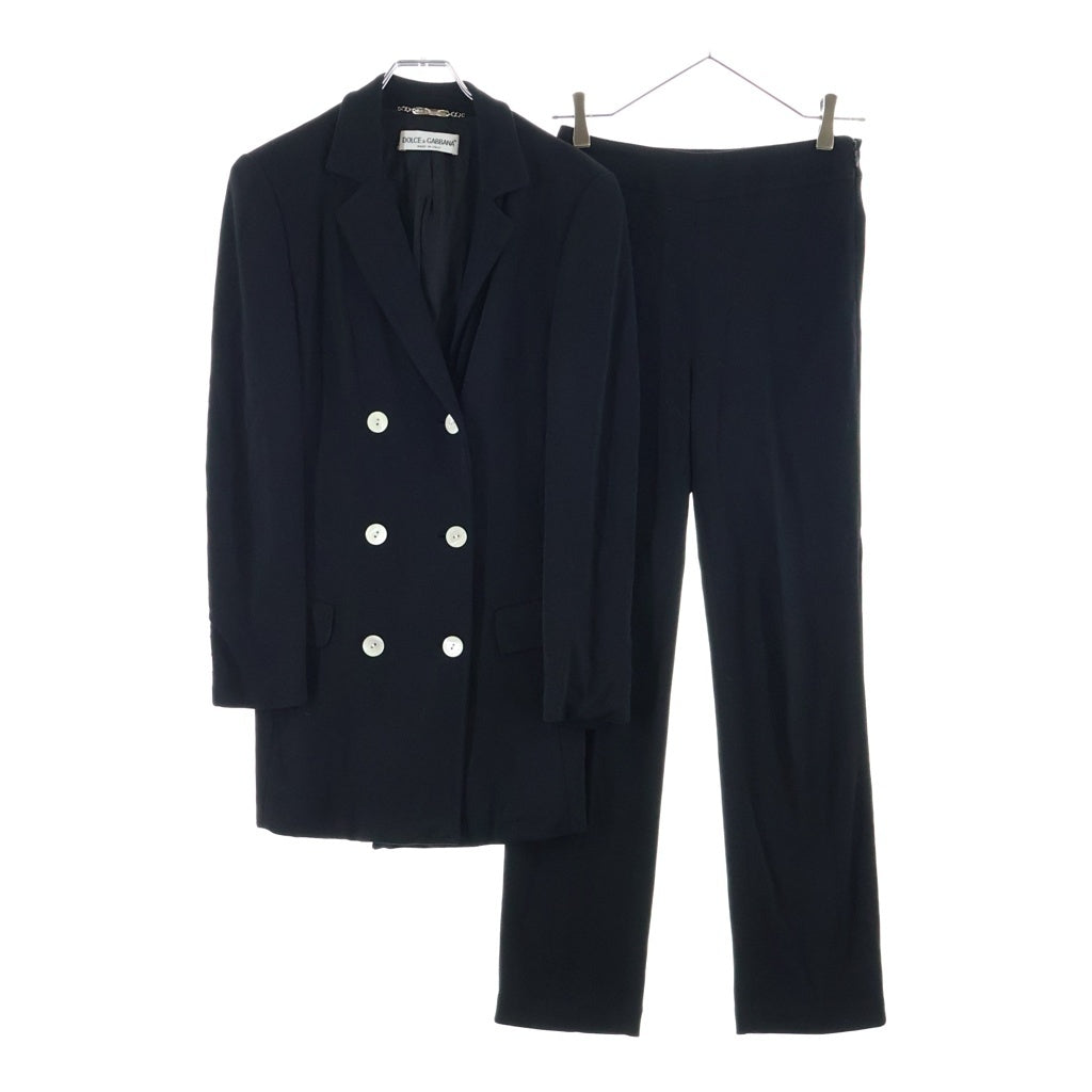 DOLCE & GABBANA(ドルチェアンドガッバーナ) セットアップスーツ ビスコース ダブルブレスト ジャケット ノータック パンツ ブラック レディース B845/6711