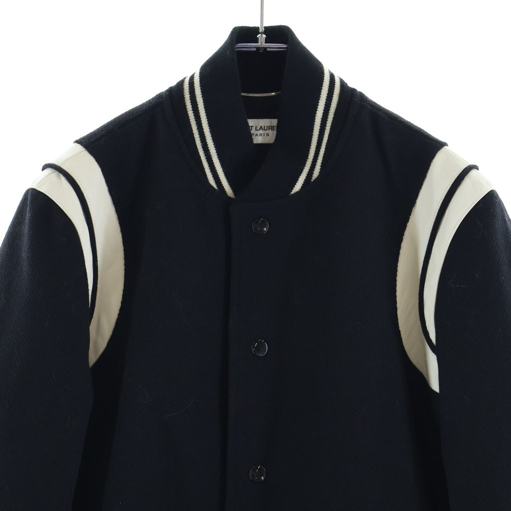 SAINT LAURENT PARIS(サンローランパリ) テディ ジャケット コート ブラック×ホワイト ウール 354718 Y180W 1070 レディース