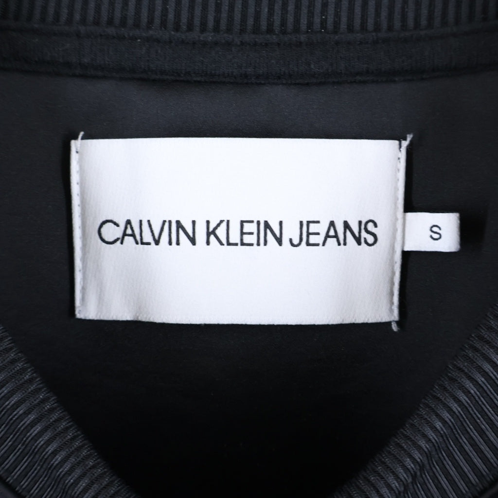 Calvin Klein Jeans(カルバンクラインジーンズ) クルーネック フロント切り替えスウェット トレーナー ブラック レディース