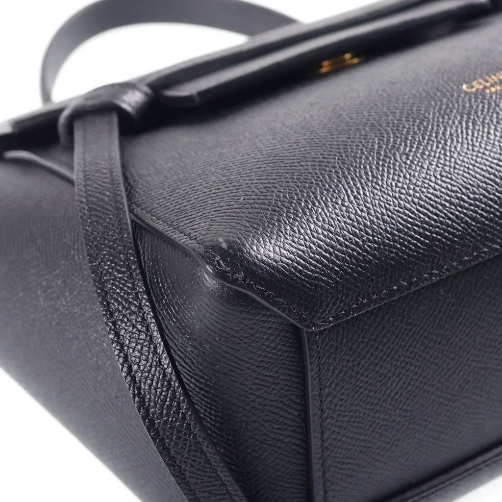 CELINE(セリーヌ) ベルトバッグ ナノ ハンドバッグ ショルダーバッグ ブラック レザー レディース