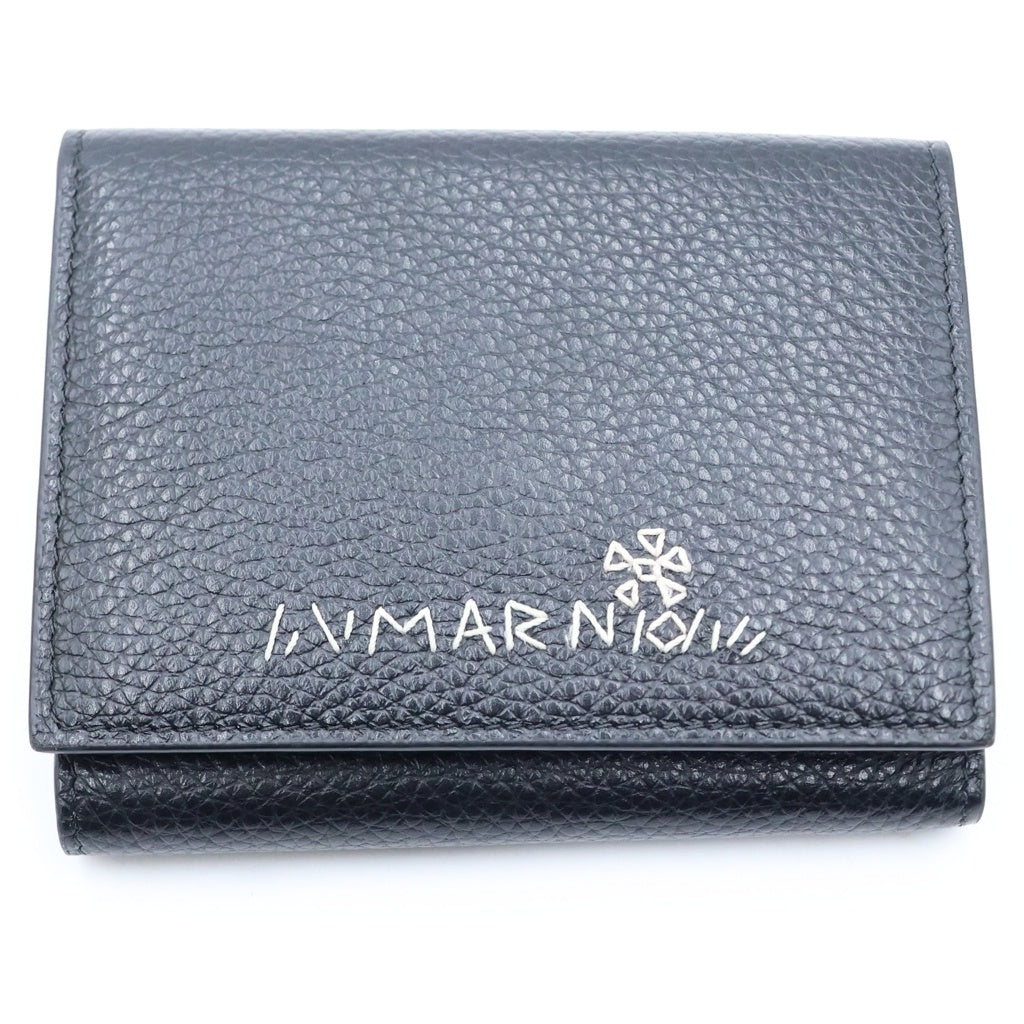 MARNI(マルニ) 26SS 三つ折り財布 コンパクトウォレット コインケース ブラック レザー PFMO0105U2 レディース