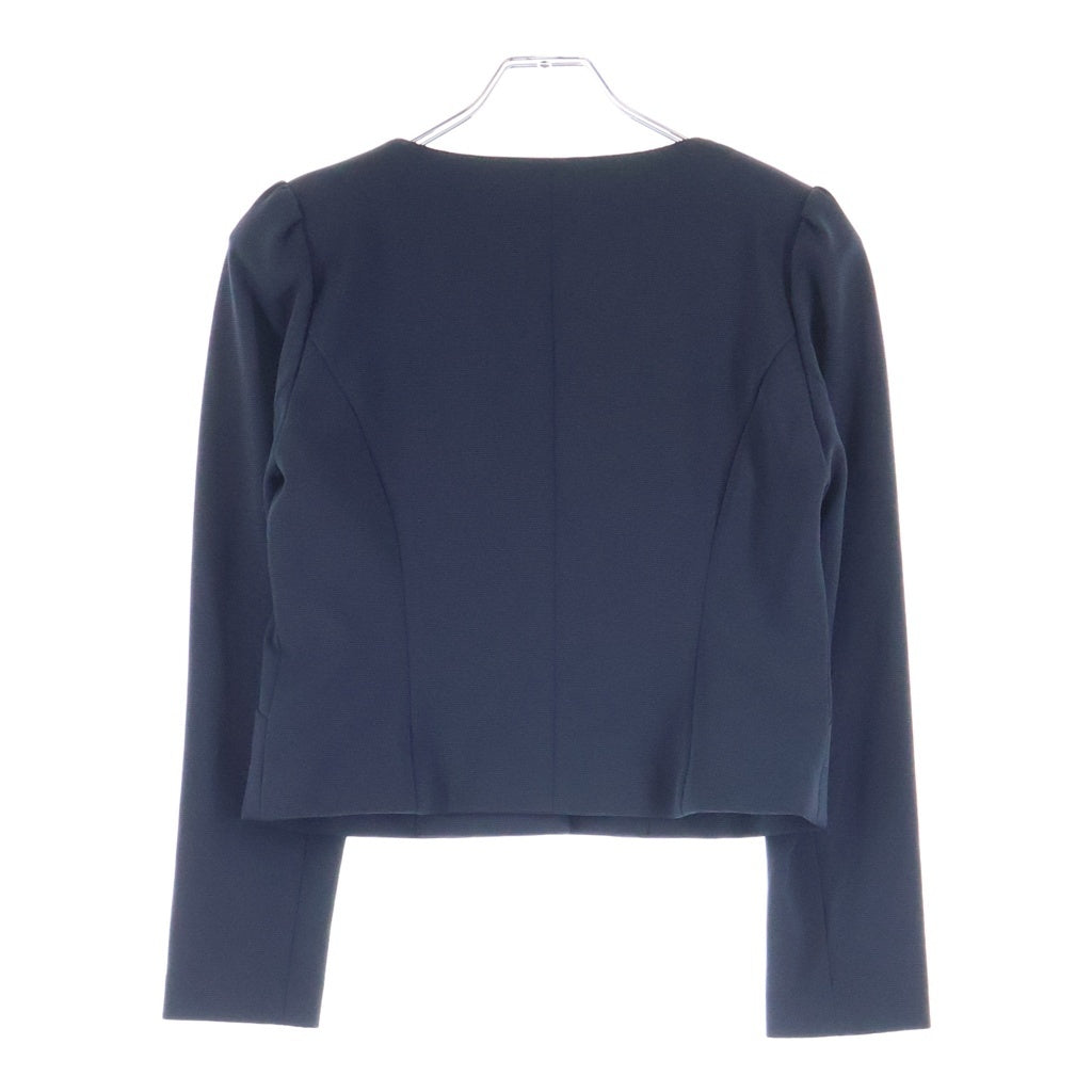 Rene(ルネ) くるみボタン ノーカラージャケット ネイビー 5813040 レディース