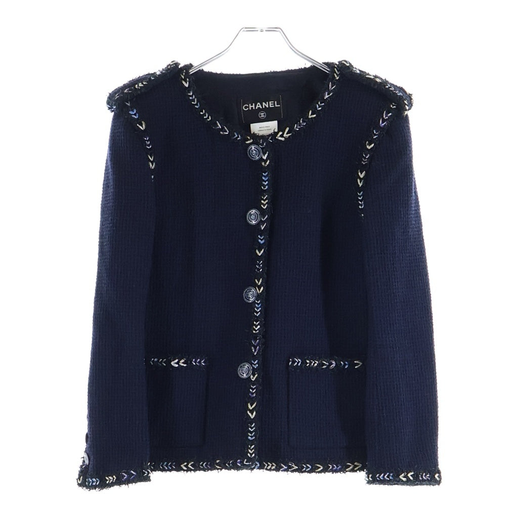 CHANEL(シャネル) ツイードノーカラージャケット ネイビー P53402V36894 レディース