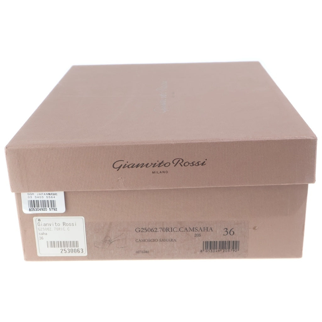 Gianvito Rossi(ジャンヴィト・ロッシ) チャンキー スエードヒールローファー シューズ ベージュ レディース