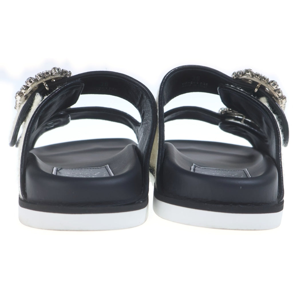 Roger Vivier(ロジェヴィヴィエ) スライディー ヴィヴ ストラス ビジューバックルサンダル アイボリー レディース