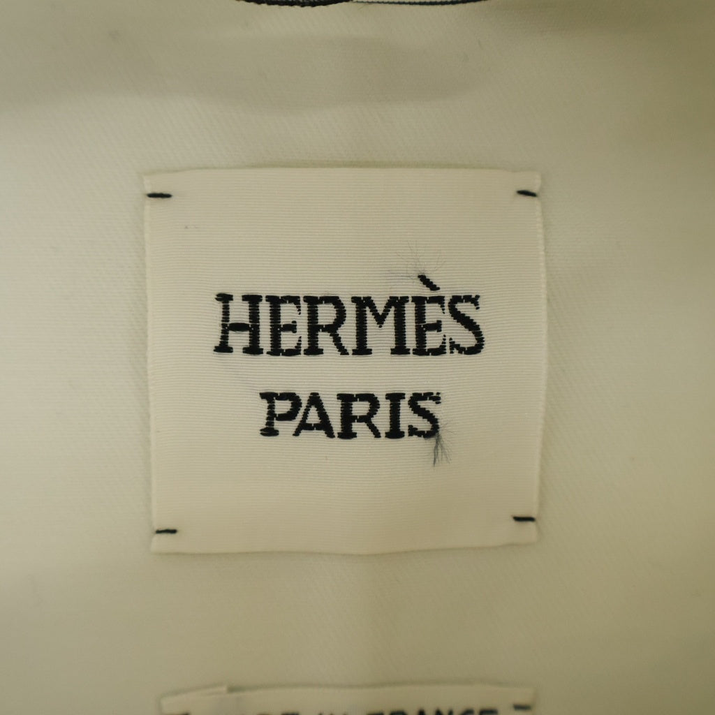 HERMES(エルメス) セリエボタン スタンドカラー コットンツイル ロングコート ホワイト レディース