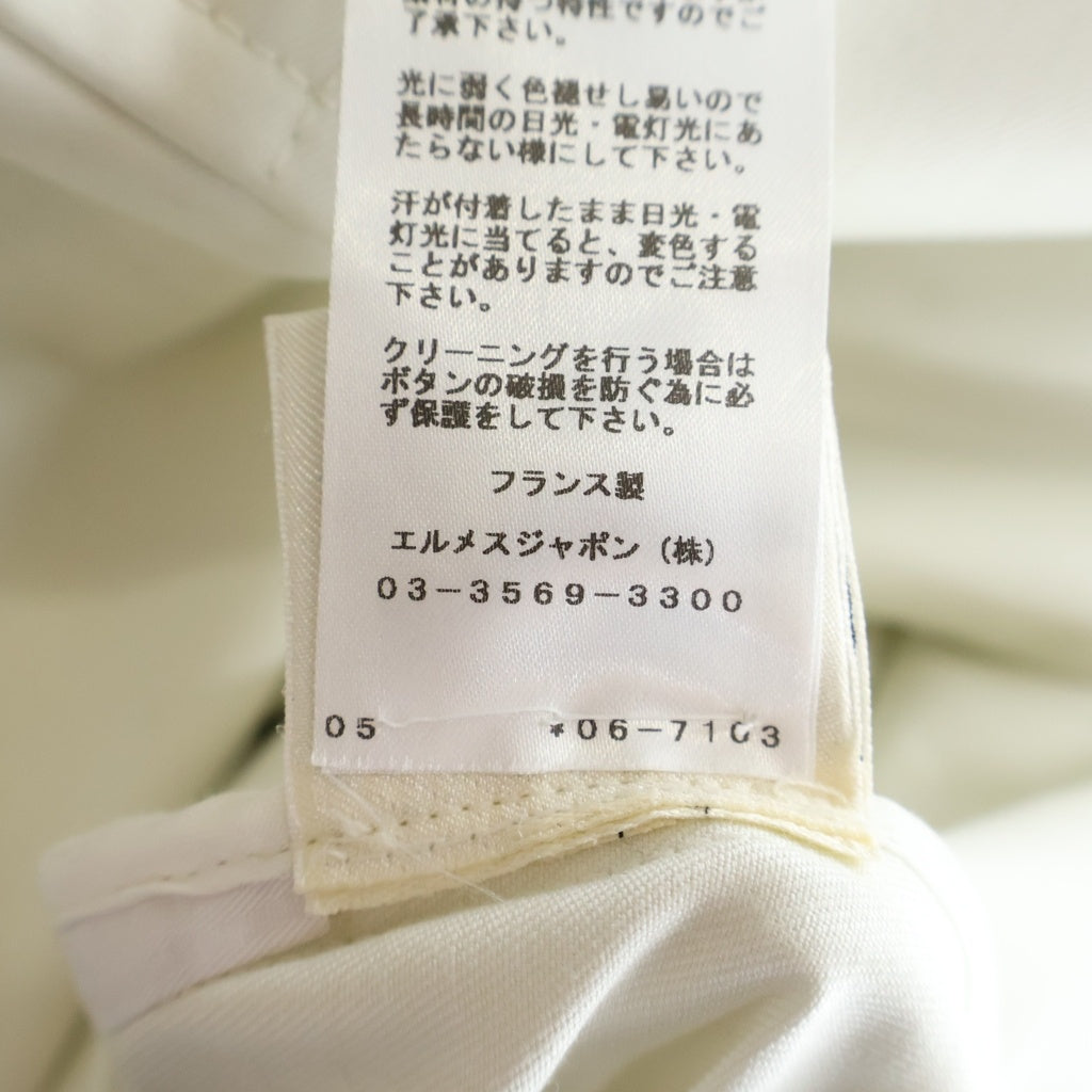 HERMES(エルメス) セリエボタン スタンドカラー コットンツイル ロングコート ホワイト レディース