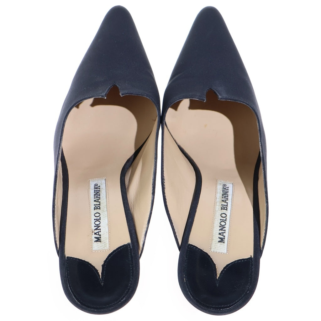 MANOLO BLAHNIK(マノロブラニク) サテンミュール パンプス サンダル ヒール ブラック レディース
