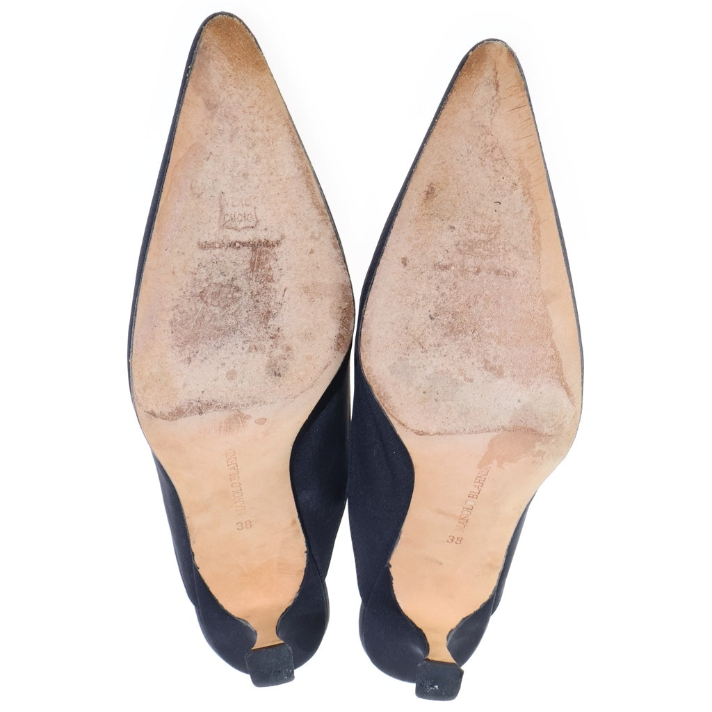 MANOLO BLAHNIK(マノロブラニク) サテンミュール パンプス サンダル ヒール ブラック レディース