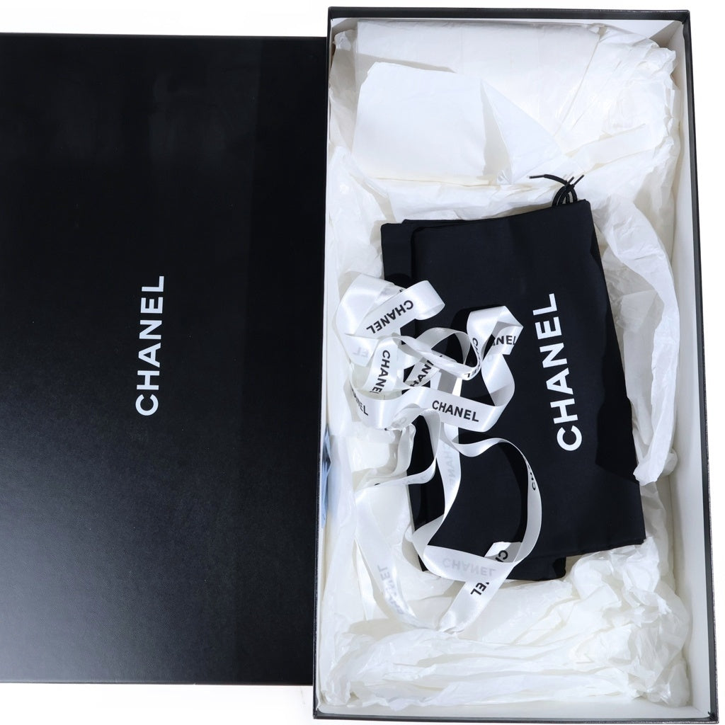 CHANEL(シャネル) 06A ココマーク フラットブーツ ホワイト×ブラック ラムスキン×エナメル G25380 レディース