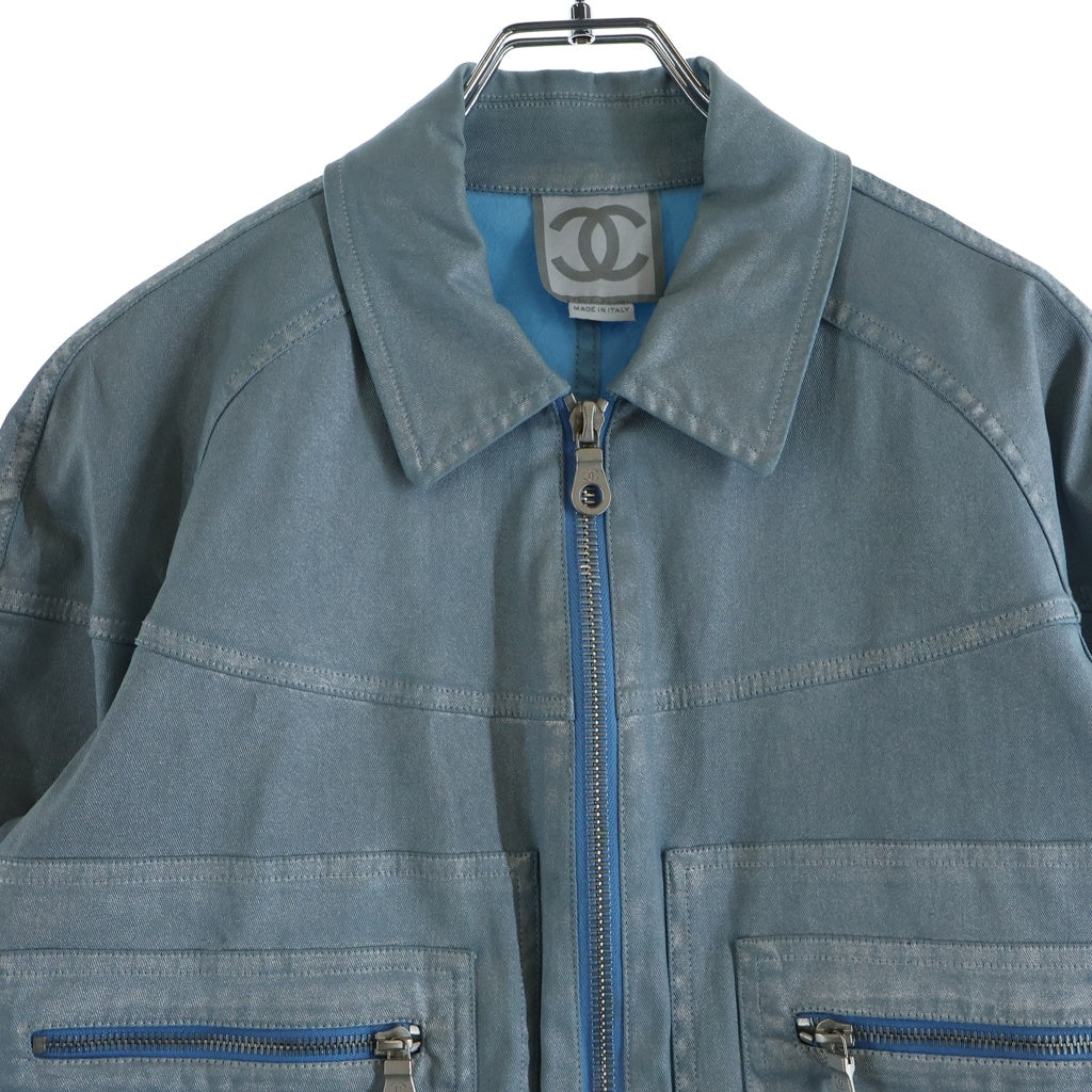 CHANEL(シャネル) スポーツライン ココマークデニムジャケット ライトブルー シルバー金具 P19641V11332 レディース