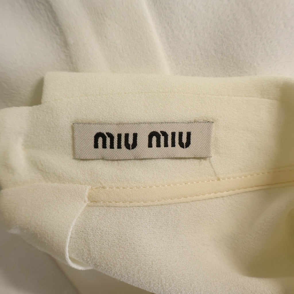 miumiu(ミュウミュウ) 13SS ビジュー装飾 ラインストーン 丸襟 長袖シャツ ブラウス トップス ホワイト レディース MK057