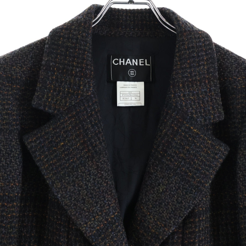 CHANEL(シャネル) 02A セットアップ ツイードジャケット&ミニスカート ツイード×レザー ココマーク チョコバー ブラウン P19960W03066 レディース