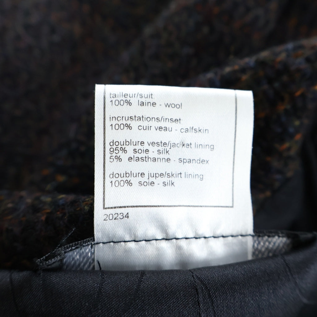 CHANEL(シャネル) 02A セットアップ ツイードジャケット&ミニスカート ツイード×レザー ココマーク チョコバー ブラウン P19960W03066 レディース