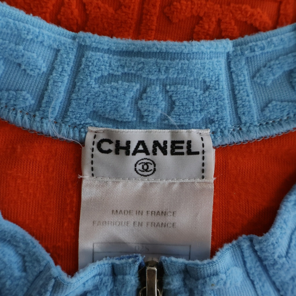 CHANEL(シャネル) スポーツライン ジップアップ カーディガン オレンジ×ライトブルー P19454V11234 レディース