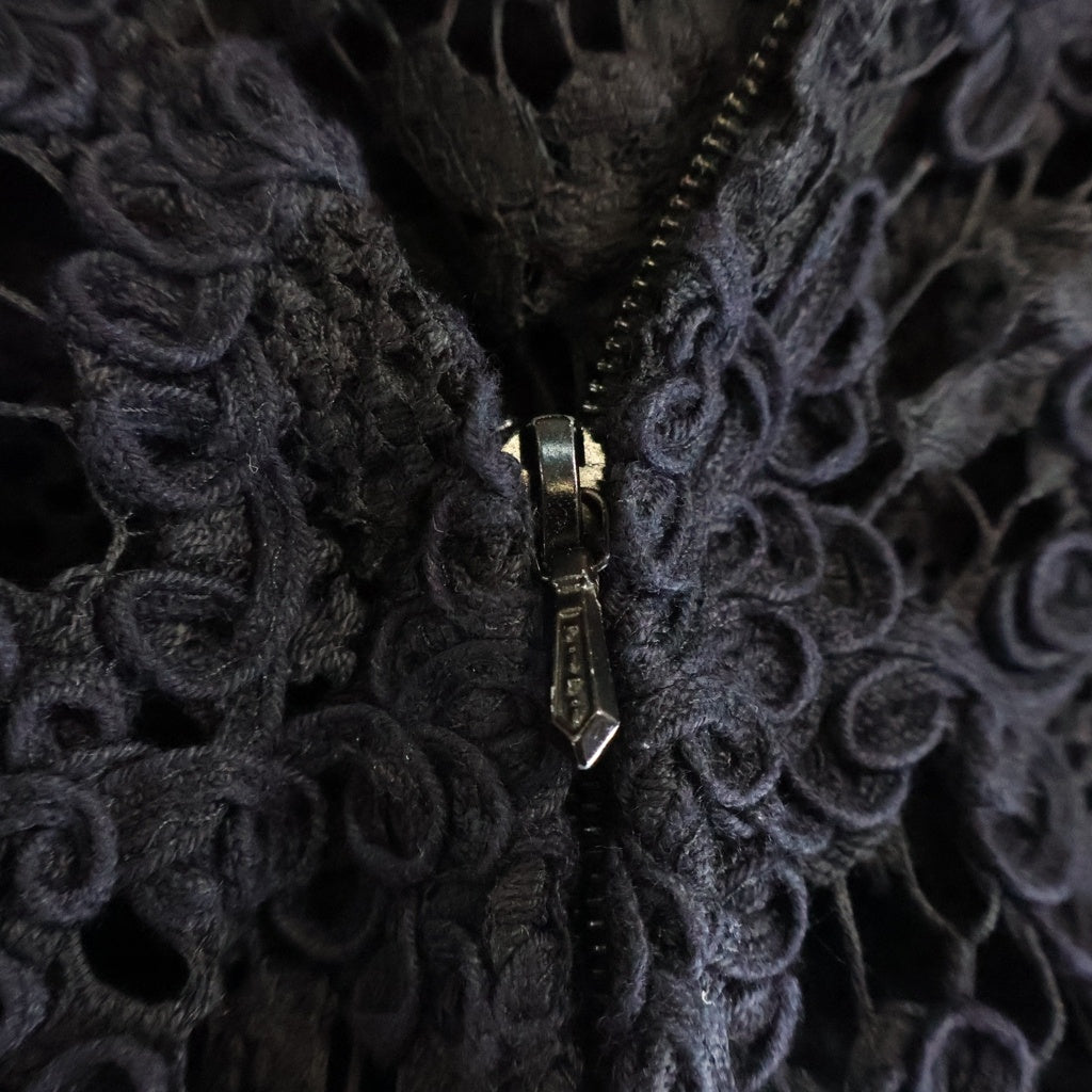 CHANEL(シャネル) 95AW レース総柄 ジップアップ 半袖 ジャケット シルク ミディアム キャミソール ワンピース ネイビー レディース P05409W02255