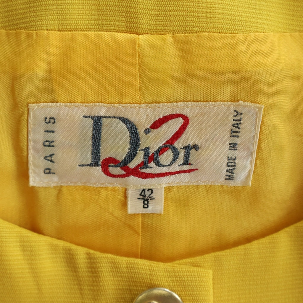 DIOR(ディオール) CDボタン ウール ノーカラージャケット #42 イエロー レディース