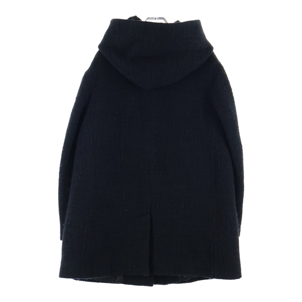MOSCHINO(モスキーノ) クリスタルボタン ウール ツイード フーデッドコート ジャケット アウター #42 ブラック レディース