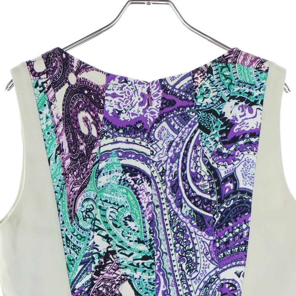ETRO(エトロ) ぺイズリー柄 総柄 タック レーヨン×コットン ウエスト切替 ノースリーブワンピース #44 アイボリー/マルチカラー レディース
