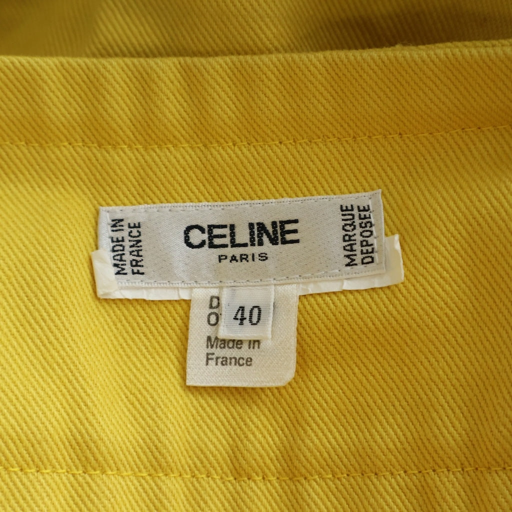 CELINE(セリーヌ) フロントボタン コットン デニムスカート ミディアム タイトスカート #40 イエロー レディース