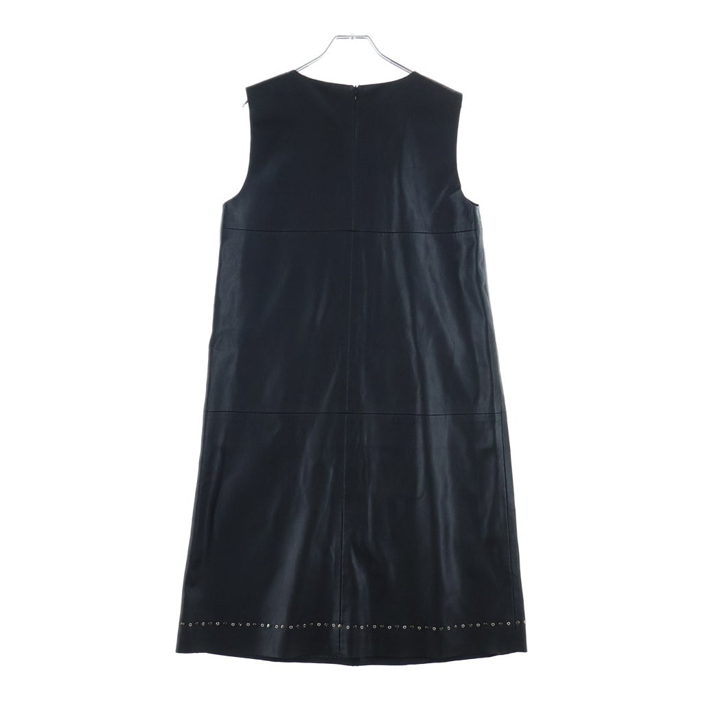 Max Mara(マックスマーラ) ポリエステル フェイクレザー ジャンパースカート ワンピース ノースリーブ ジャンスカ #M ブラック レディース