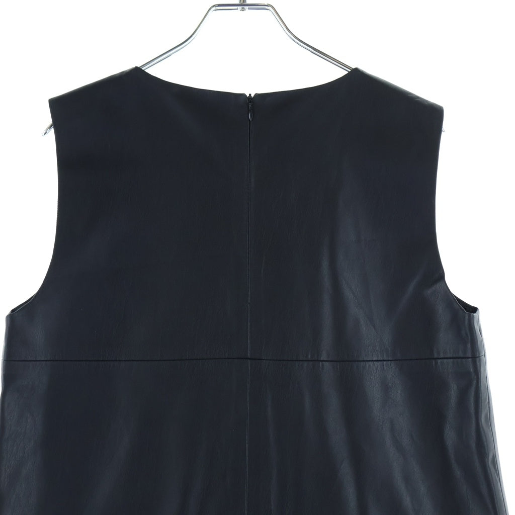 Max Mara(マックスマーラ) ポリエステル フェイクレザー ジャンパースカート ワンピース ノースリーブ ジャンスカ #M ブラック レディース