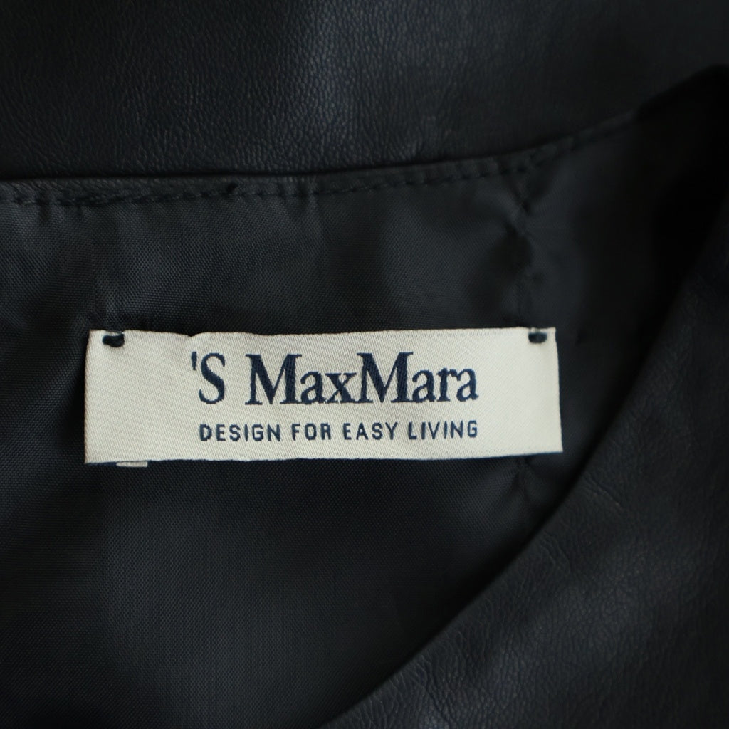 Max Mara(マックスマーラ) ポリエステル フェイクレザー ジャンパースカート ワンピース ノースリーブ ジャンスカ #M ブラック レディース