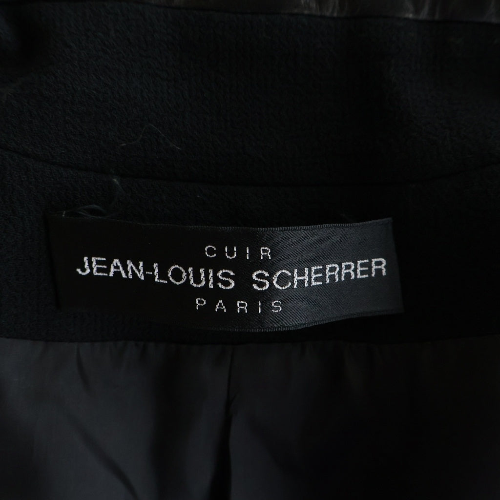 JEAN-LOUIS SCHERRER(ジャンルイシェレル) レザー×ウール ドッキング ブルゾン 切替 ジャケット アウター #42 ブラック レディース