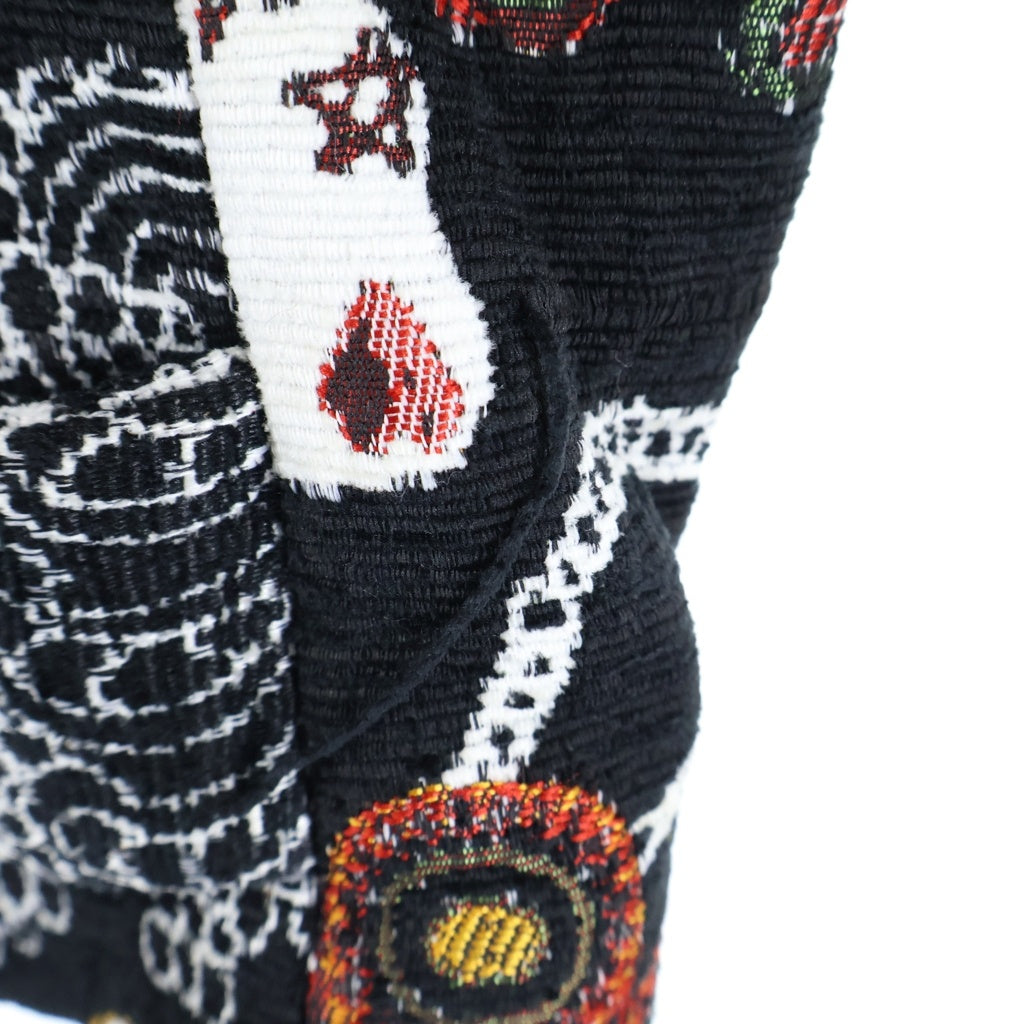 Desigual(デシグアル) 小ブラン織 フラワー デザインロングコート ブラック×マルチカラー レディース