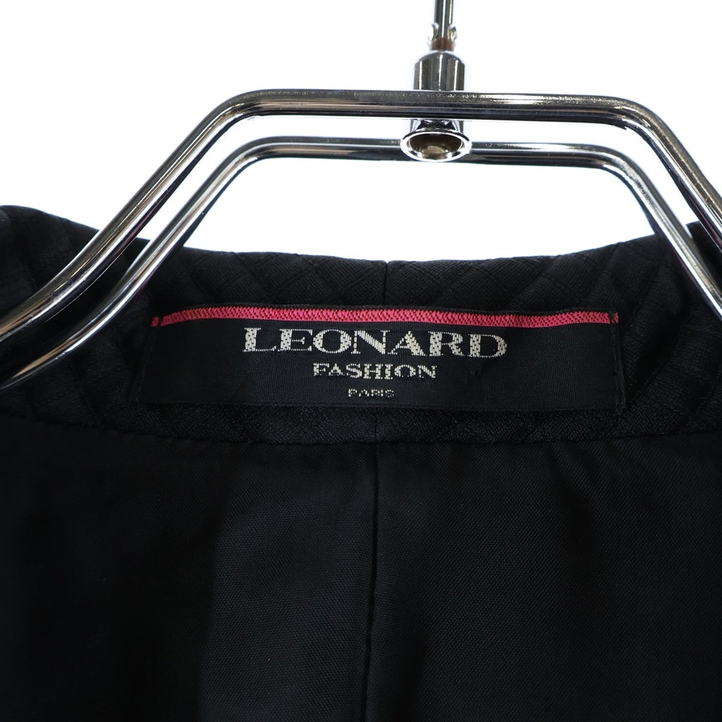 LEONARD(レオナール) 花柄 中綿 肩パッド テーラードジャケット ブラック レディース