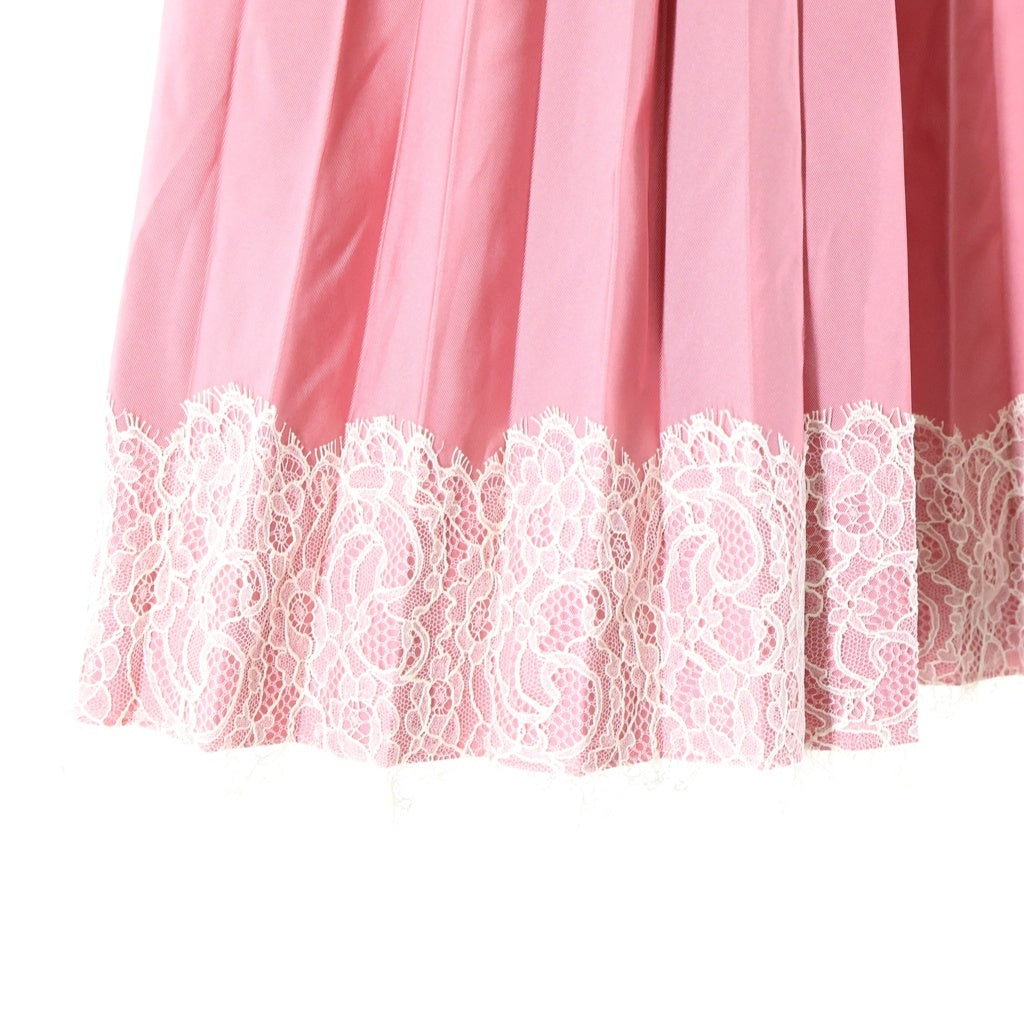 RED VALENTINO(レッド ヴァレンティノ) 裾レース プリーツロングスカート ピンク レディース