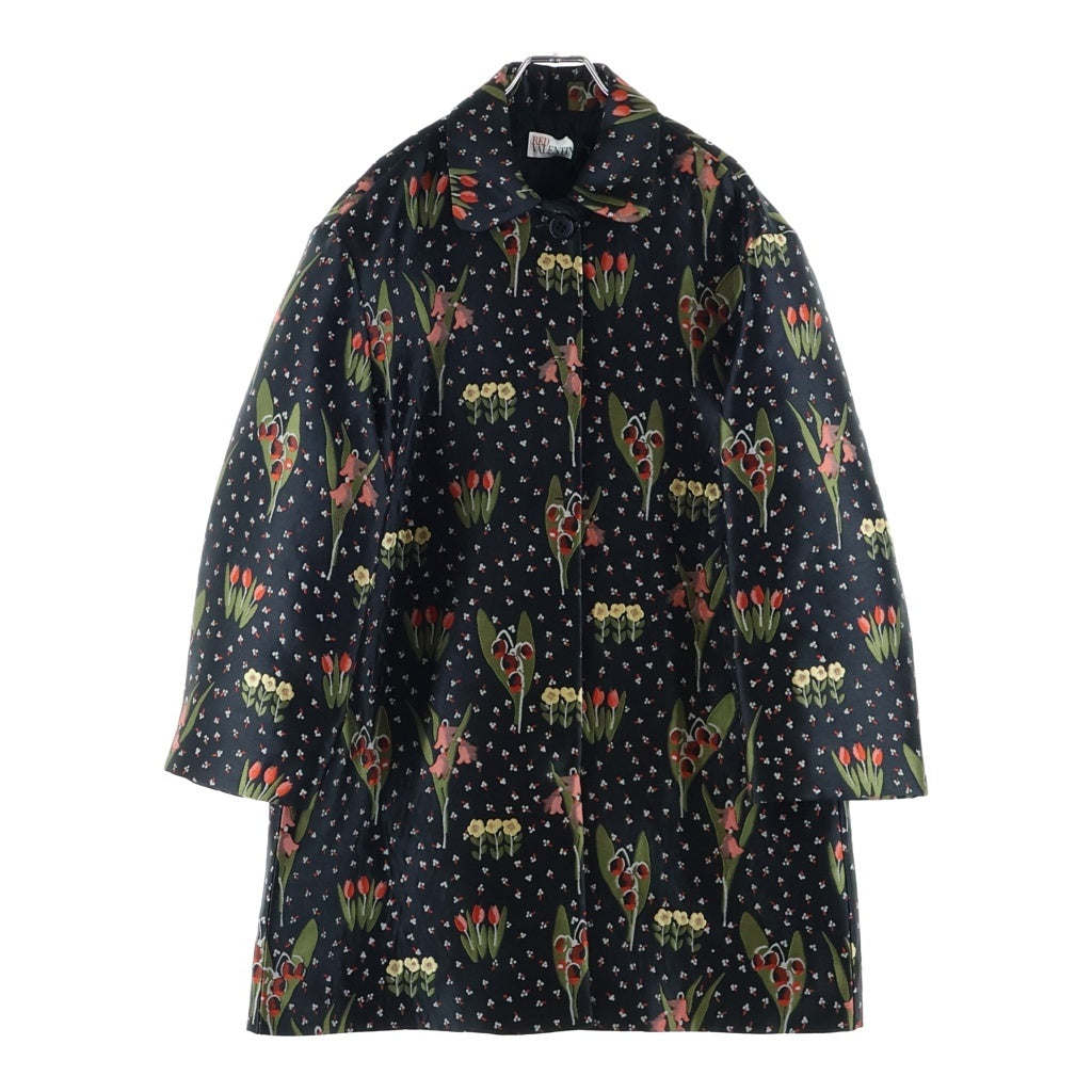 RED VALENTINO(レッド ヴァレンティノ) 花柄刺繍 コート ライトアウター ブラック MR3CA105 レディース