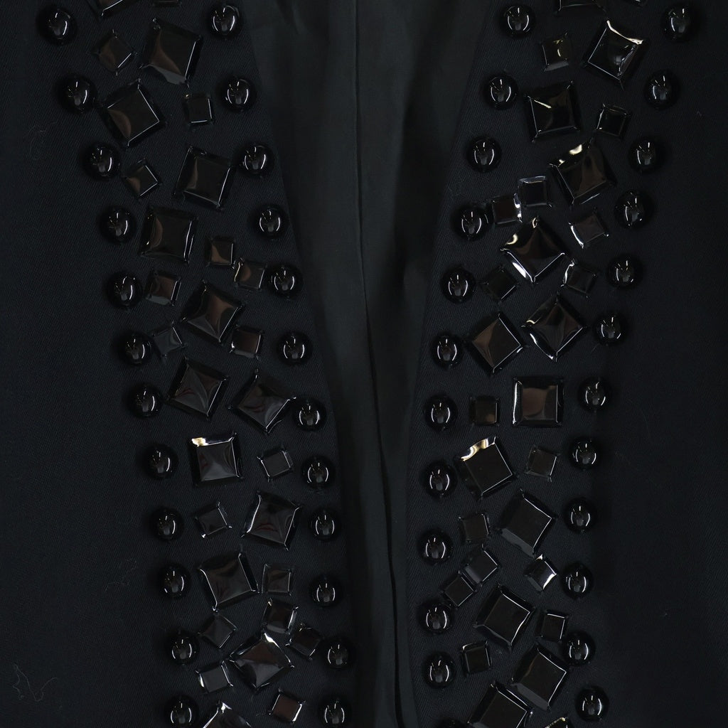 GIVENCHY(ジバンシィ) ドレスセットアップ ウール スタッズ ノーカラー フロントオープン ジャケット アセテート×レーヨン フレアスカート #ブラック レディース