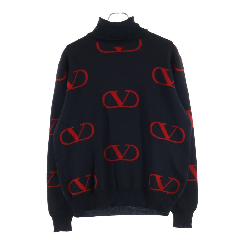 VALENTINO GARAVANI(ヴァレンチノガラヴァーニ) ロゴ総柄ハイネックニット ブラック レディース