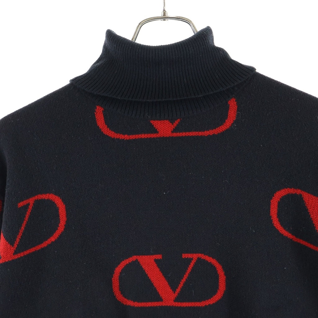 VALENTINO GARAVANI(ヴァレンチノガラヴァーニ) ロゴ総柄ハイネックニット ブラック レディース