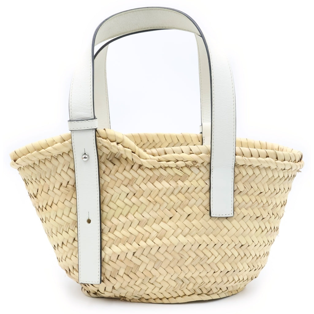 LOEWE(ロエベ) アナグラム バスケットバッグ スモール カゴバッグ ラフィア レザー ベージュ/ホワイト A223S92X04 レディース