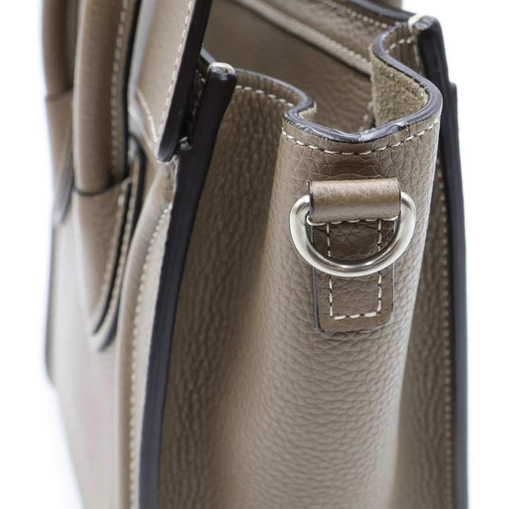 CELINE(セリーヌ) ラゲージ ナノショッパー スリ 2WAYハンドバッグ ショルダーバッグ グレージュ レザー シルバー金具 レディース