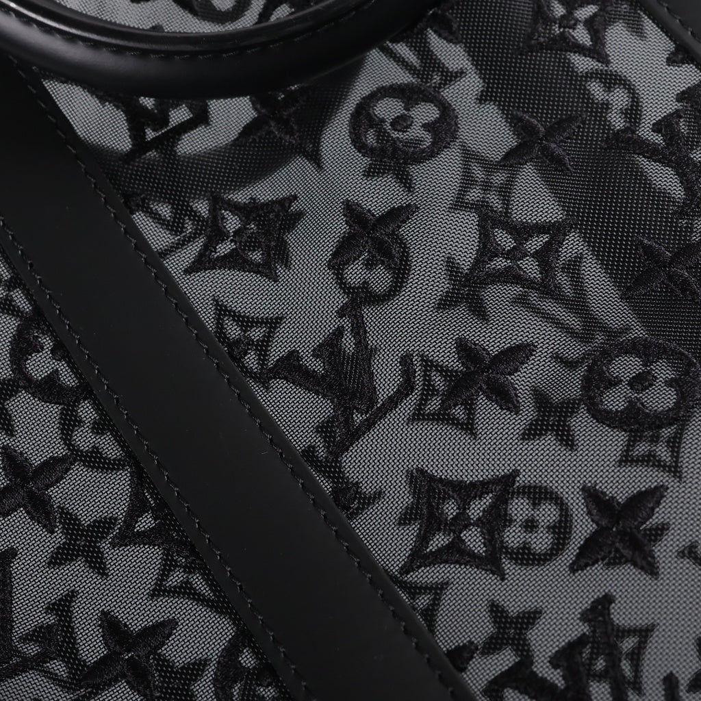 LOUIS VUITTON(ルイヴィトン) モノグラムメッシュ キーポルバンドリエール50 メッシュ 2WAYハンドバッグ ボストンバッグ トラベルバッグ ショルダーバッグ ブラック ノワール M53971 レディース