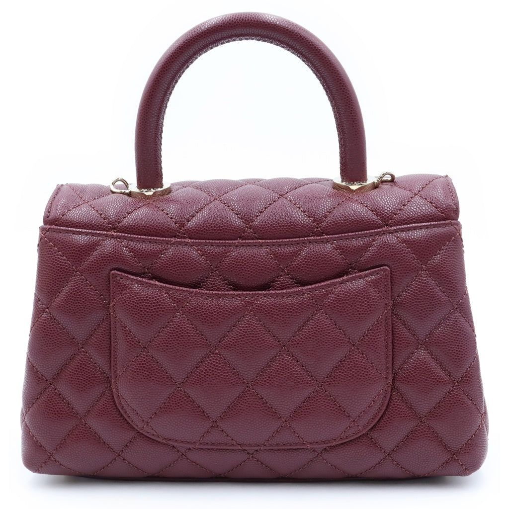 CHANEL(シャネル) ココハンドルXS ハンドバッグ ショルダーバッグ 2WAY キャビアスキン バーガンディ ゴールド金具 A92990 レディース