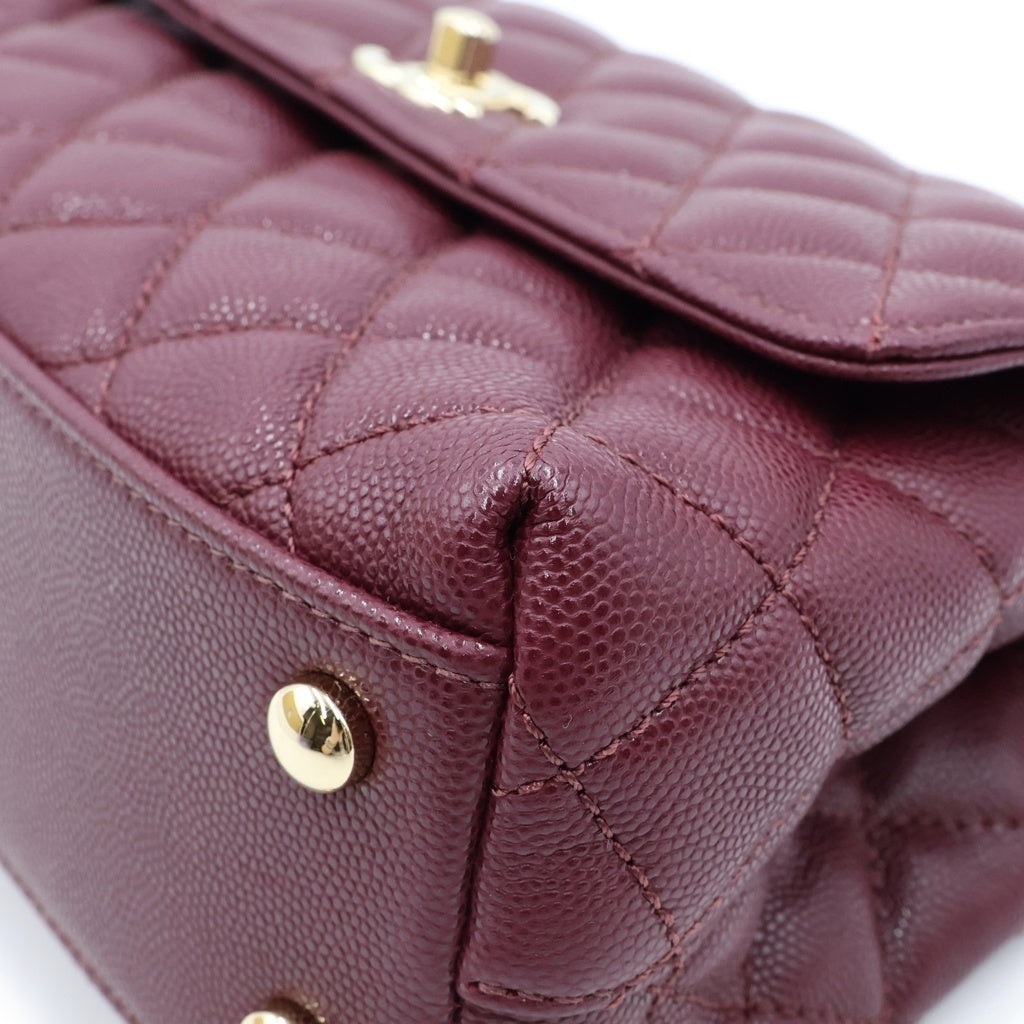 CHANEL(シャネル) ココハンドルXS ハンドバッグ ショルダーバッグ 2WAY キャビアスキン バーガンディ ゴールド金具 A92990 レディース