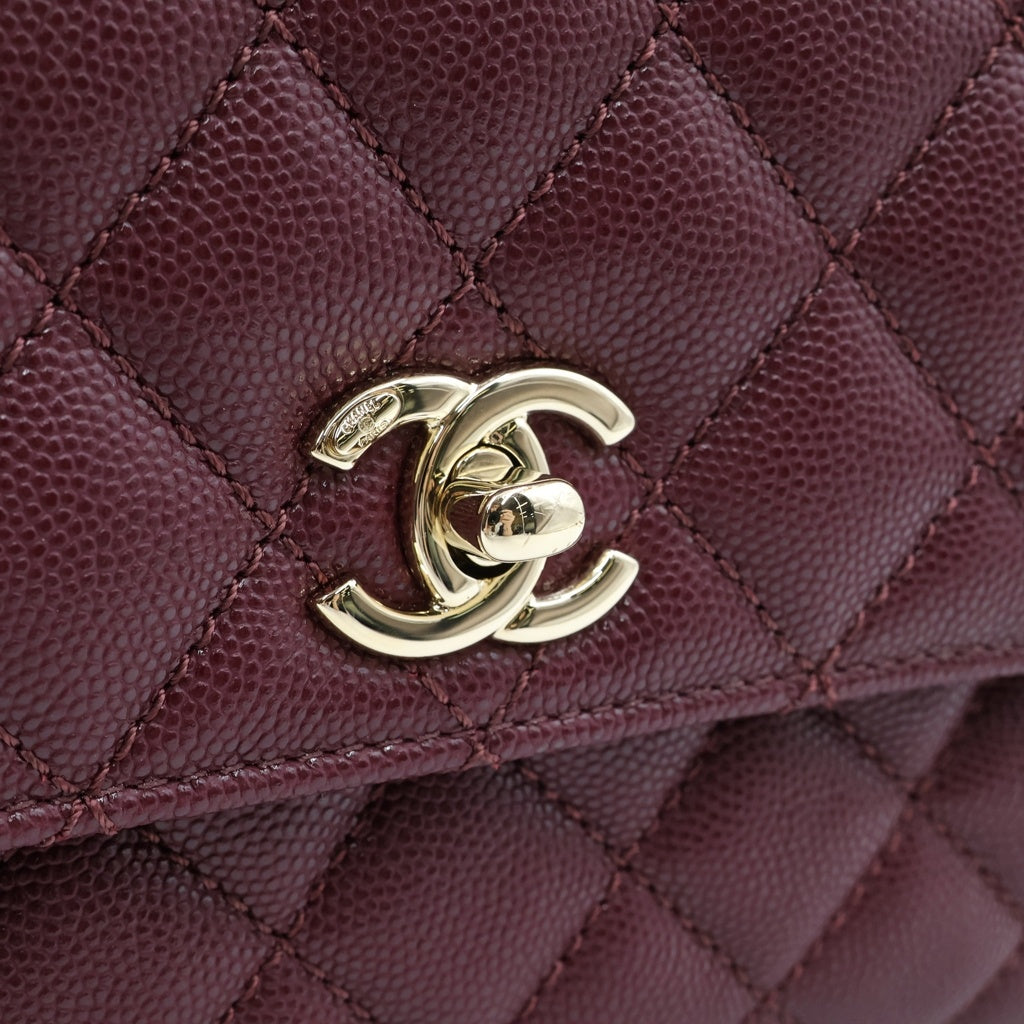 CHANEL(シャネル) ココハンドルXS ハンドバッグ ショルダーバッグ 2WAY キャビアスキン バーガンディ ゴールド金具 A92990 レディース