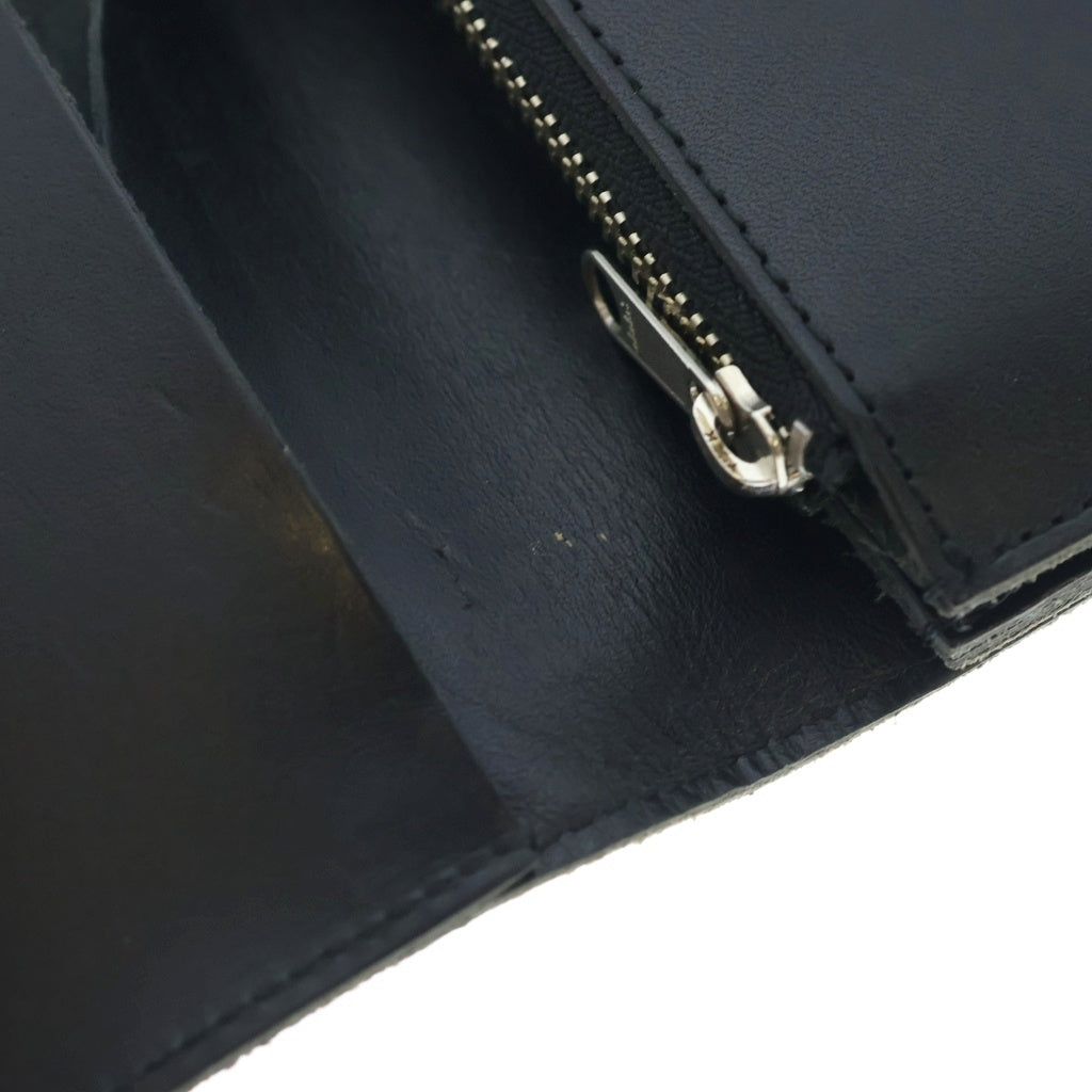 COMME des GARCONS(コムデギャルソン) メッセージプリント ロングウォレット 長財布 ブラック レザー シルバー金具 レディース