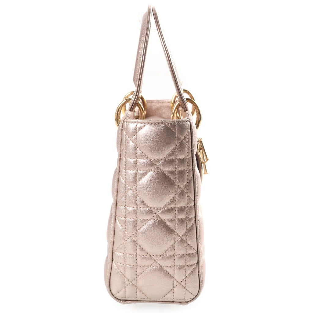 DIOR(ディオール) レディディオール カナージュ メタリック 2WAYハンドバッグ ショルダーバッグ ゴールド レザー ゴールド金具 レディース
