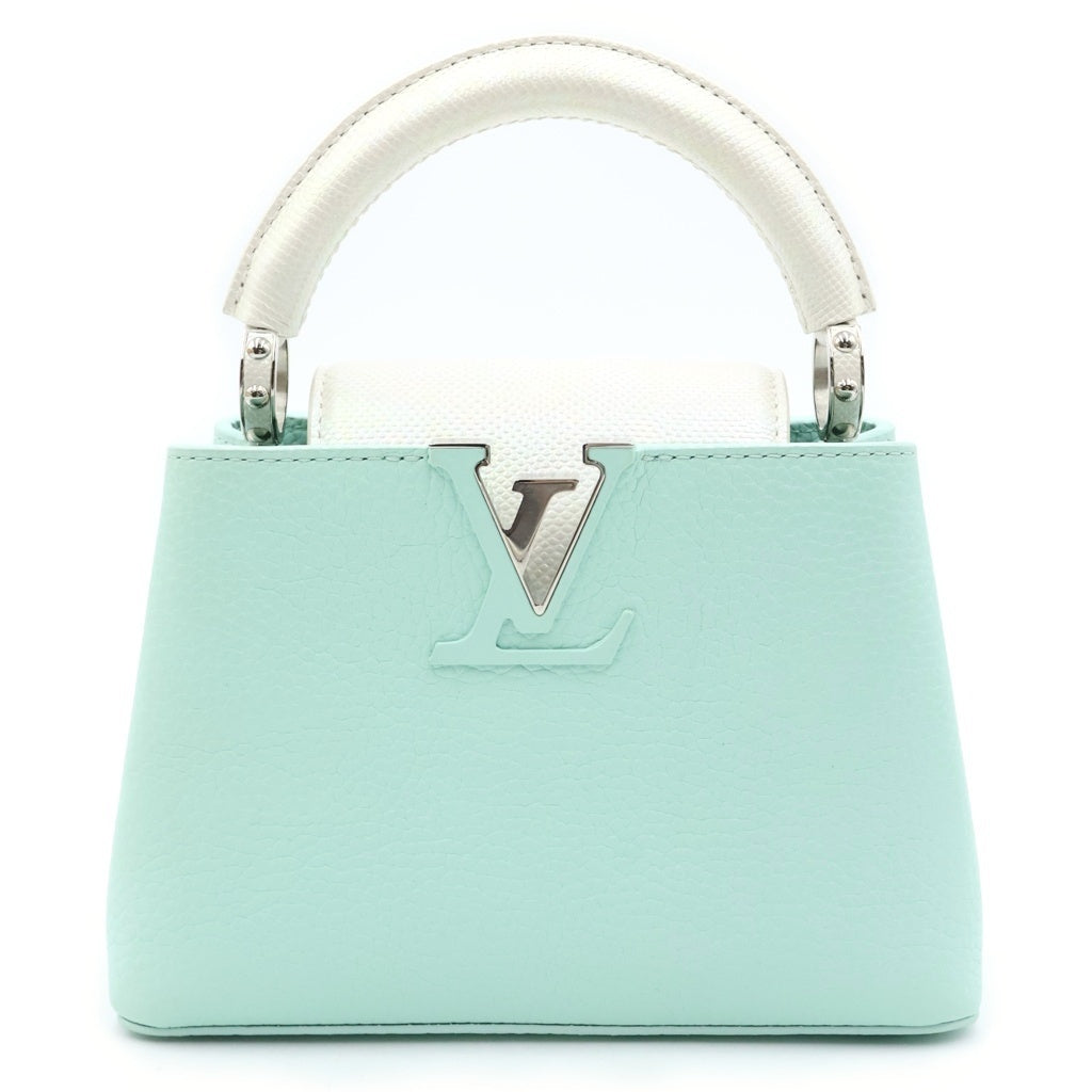 LOUIS VUITTON(ルイヴィトン) カプシーヌMINI 2WAYハンドバッグ ショルダーバッグ ホワイト×パステルグリーン レザー N85829 シルバー金具 レディース