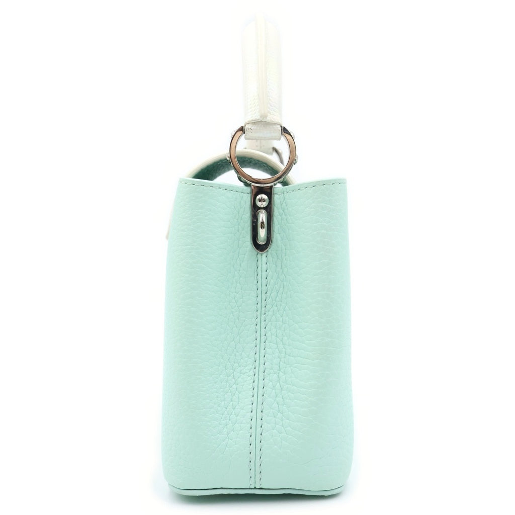 LOUIS VUITTON(ルイヴィトン) カプシーヌMINI 2WAYハンドバッグ ショルダーバッグ ホワイト×パステルグリーン レザー N85829 シルバー金具 レディース