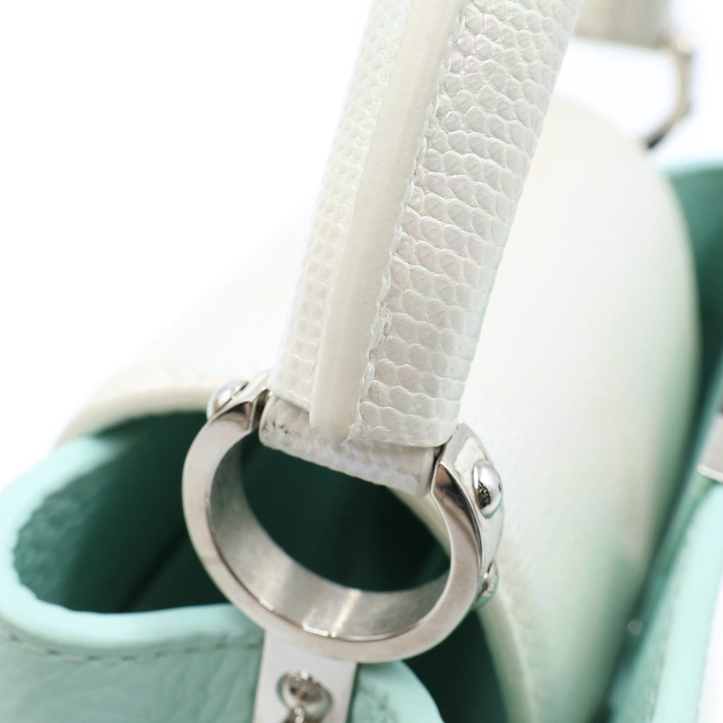 LOUIS VUITTON(ルイヴィトン) カプシーヌMINI 2WAYハンドバッグ ショルダーバッグ ホワイト×パステルグリーン レザー N85829 シルバー金具 レディース