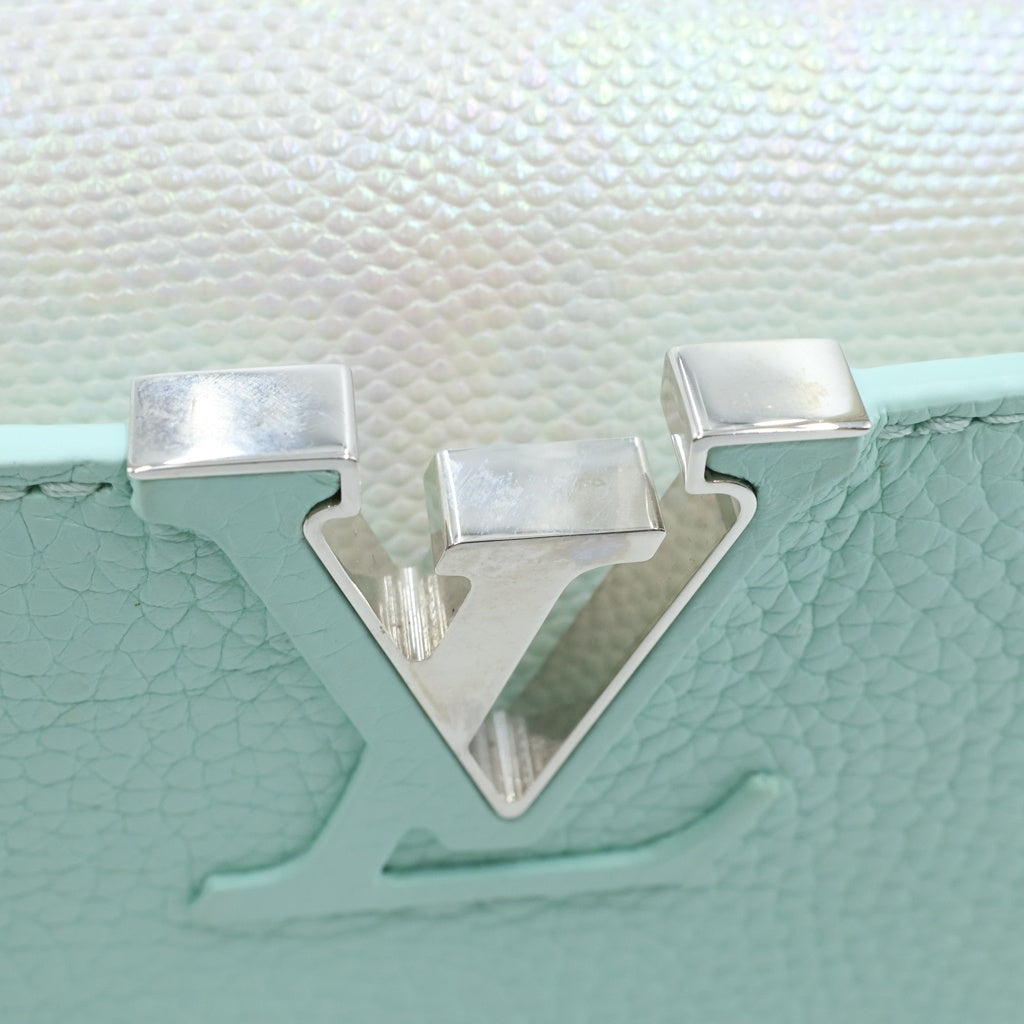 LOUIS VUITTON(ルイヴィトン) カプシーヌMINI 2WAYハンドバッグ ショルダーバッグ ホワイト×パステルグリーン レザー N85829 シルバー金具 レディース