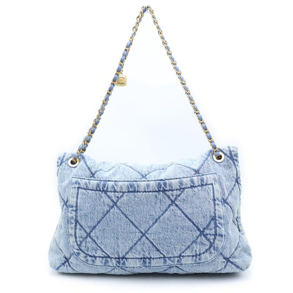 CHANEL(シャネル) ココマーク デニムマキシフラップバッグ ハンドバッグ ワンショルダーバッグ ブルー AS5727 レディース