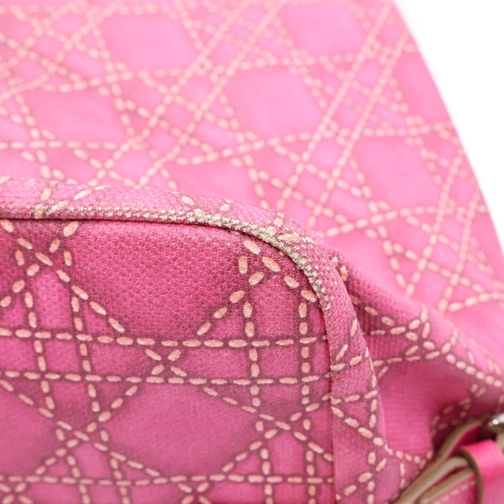 Christian Dior(クリスチャンディオール) カナージュ ハンドバッグ ボストンバッグ ピンク シルバー金具 レディース